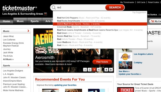 Predictive search illustrated on TM.com