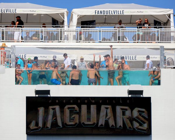 View from the Jacksonville Jaguars fan cabanas (with pools) at EverBank  Stadium