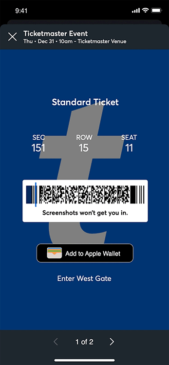 Ticketmaster Ticket digital Customized 