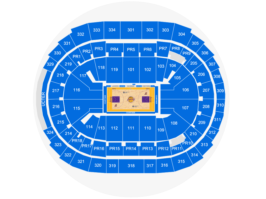 Los Angeles Lakers at Crypto.com Arena seat map