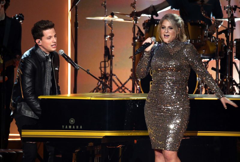 Charlie Puth (L) and Meghan Trainor perform onstage at the 2015 American Music Awards at Microsoft Theater on November 22, 2015 in Los Angeles, California. (Photo by Michael Tran/FilmMagic)