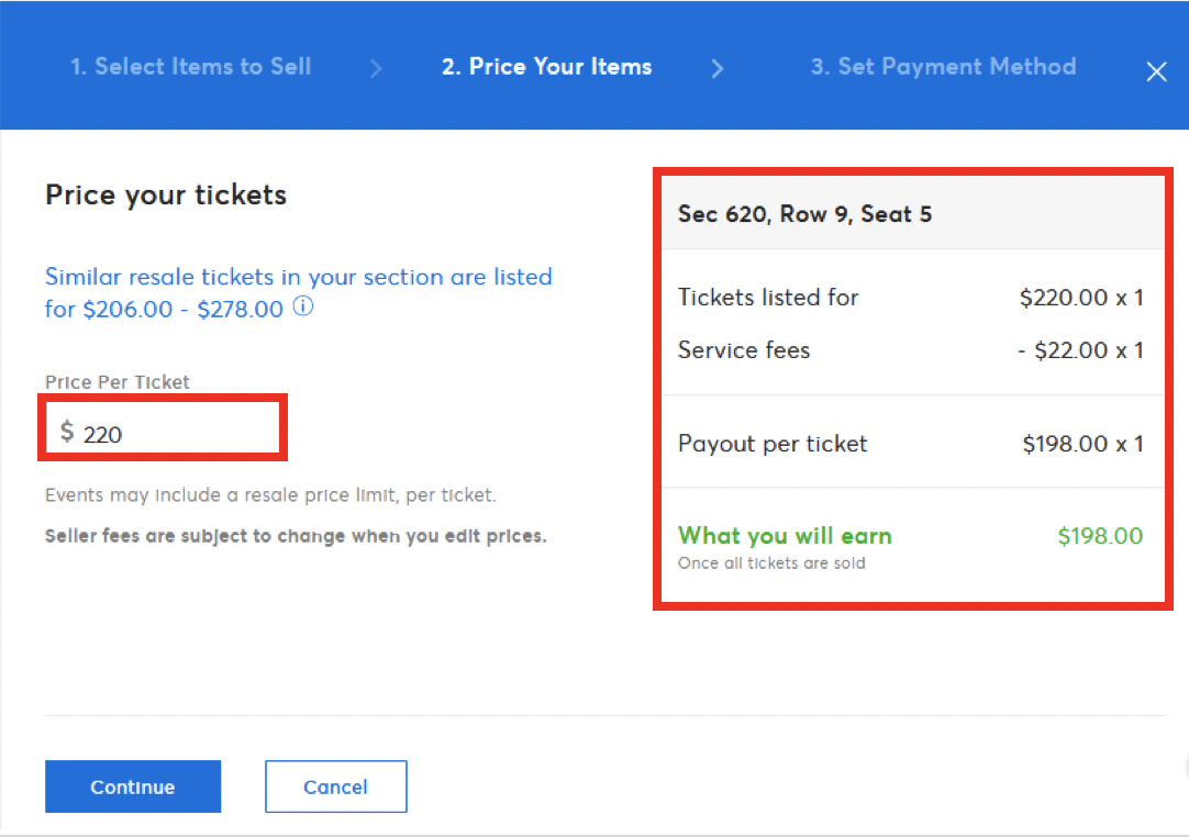 How much does stubhub store take for selling tickets