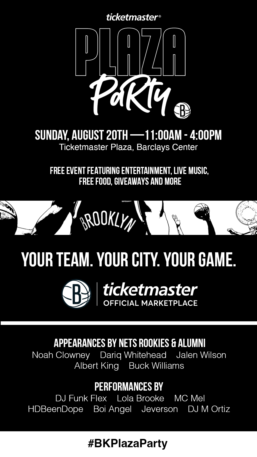 Ticketmaster Brooklyn Nets Plaza Party Flyer