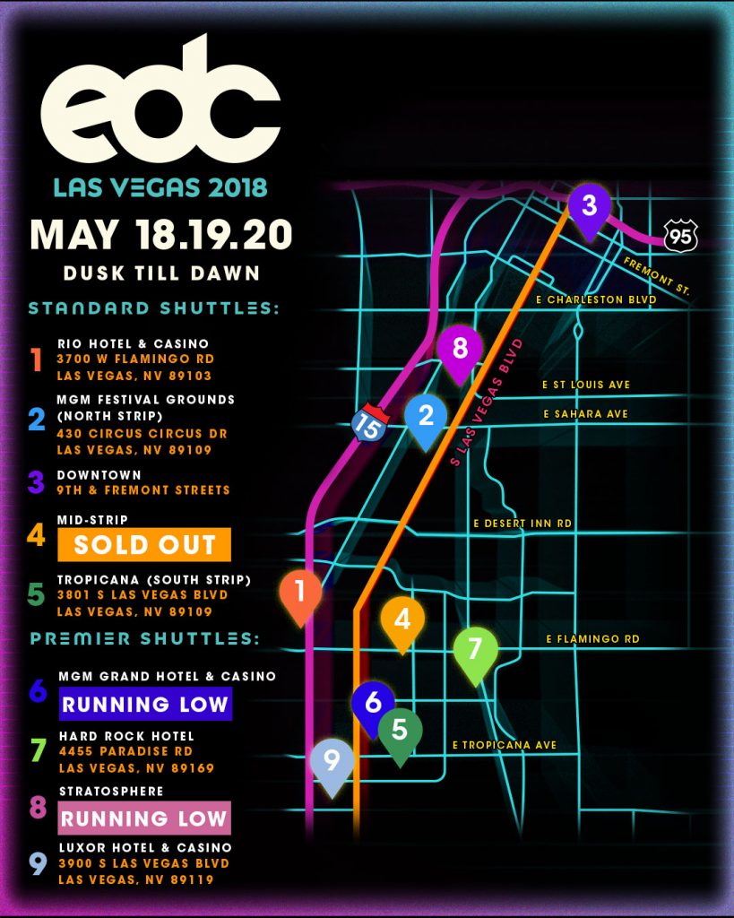 EDC Las Vegas Shuttle Map 2018