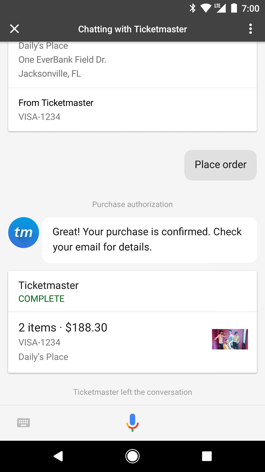 Ticketmaster X Google Assistant