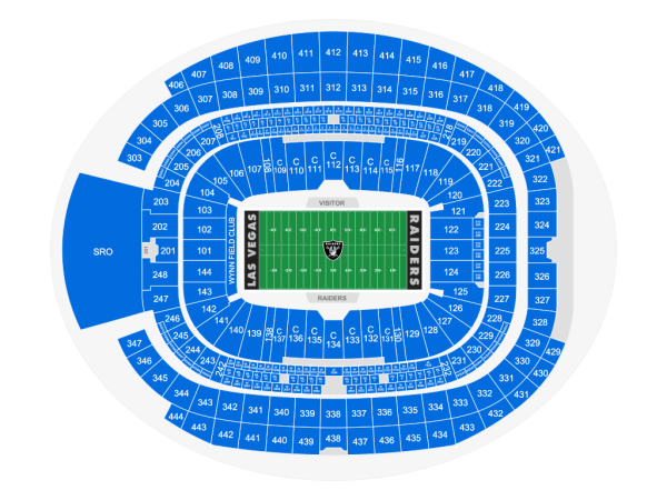 Seating and Pricing Map for Allegiant Stadium, Las Vegas Raiders