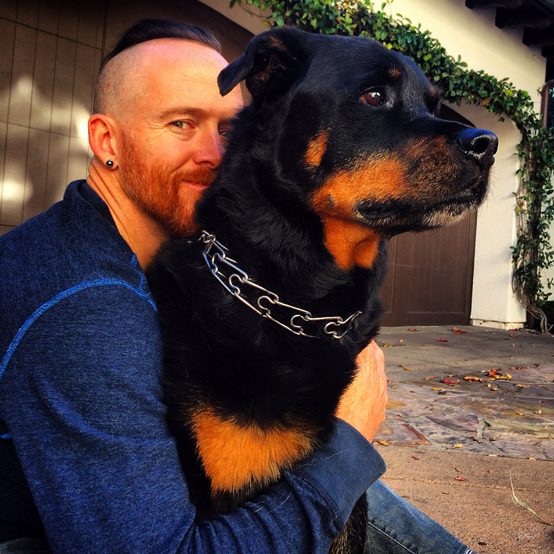 Dave "Phoenix" Farrell: Linkin Park Bass Player with Dog