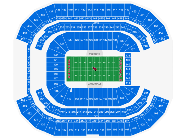 Seating Chart for Arizona Cardinals at State Farm Stadium