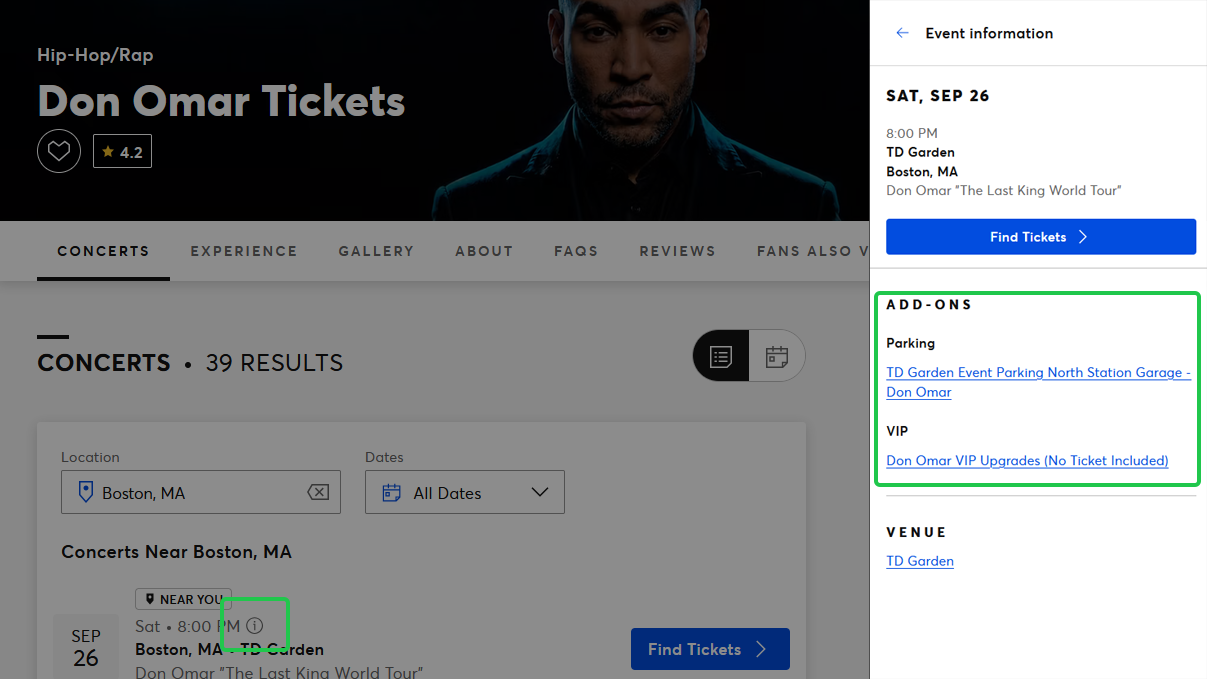 where to find ticketmaster upgrades